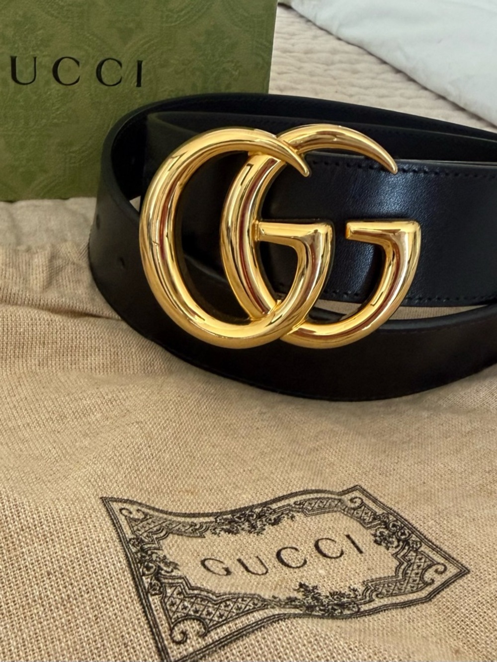 New Authentic Gucci Double G Leather Belt - Picture 3 of 9